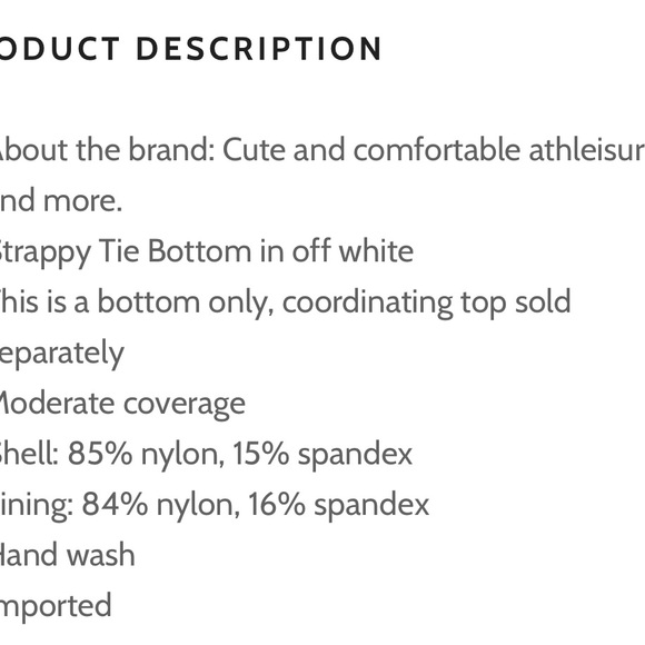 WeWoreWhat - bikini bottom only with strappy tie in off-white  Size M - Picture 3 of 3